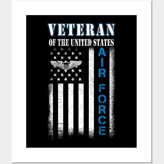 US Air Force Veteran Military T-Shirt Air Force Vintage Basic Wall Art by Otis Patrick